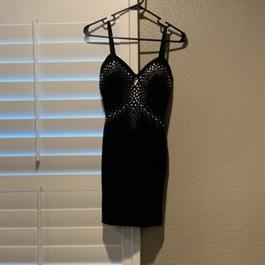 Bebe sexy embellished black mini dress